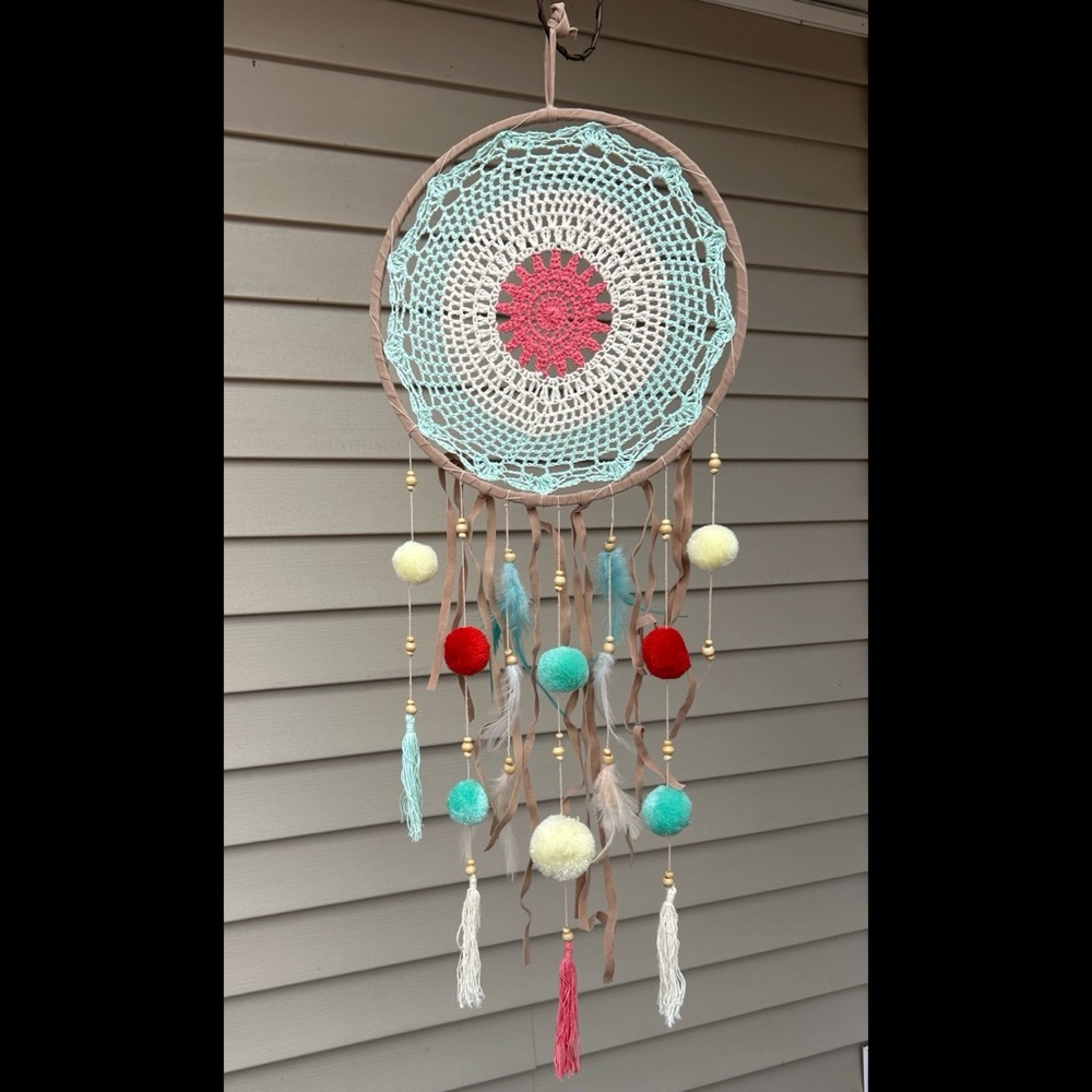Colorful Dreamcatcher with Pom Poms